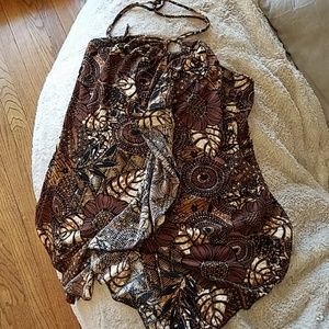 Animal print tie halter top 2x